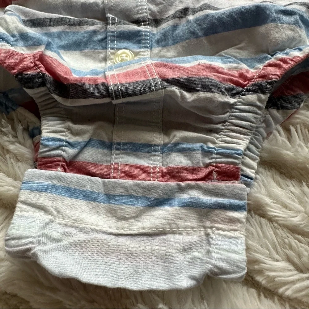 Baby GAP Baby Boy Striped Preppy Bodysuit Collar 4th July Dress Top Sz 12-18m
